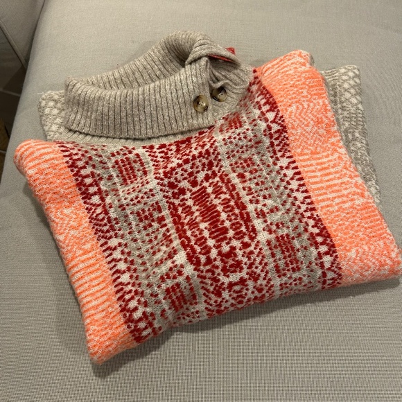 Caslon Jacquard Oversized Knit Boxy Poncho Sunset Colors SX/S - Picture 10 of 10